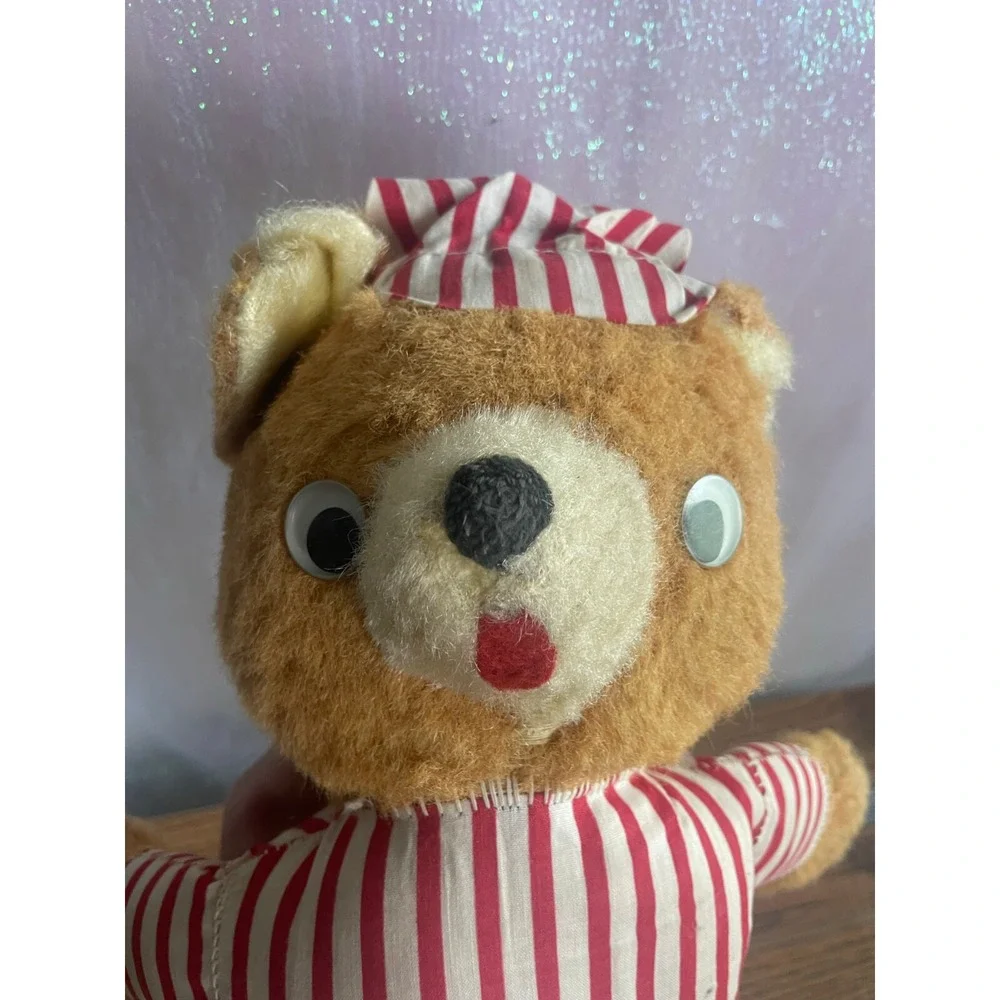 Adorable Vintage Hand Made Teddy Bear Hand Stitched with Nightcap and Nightshirt